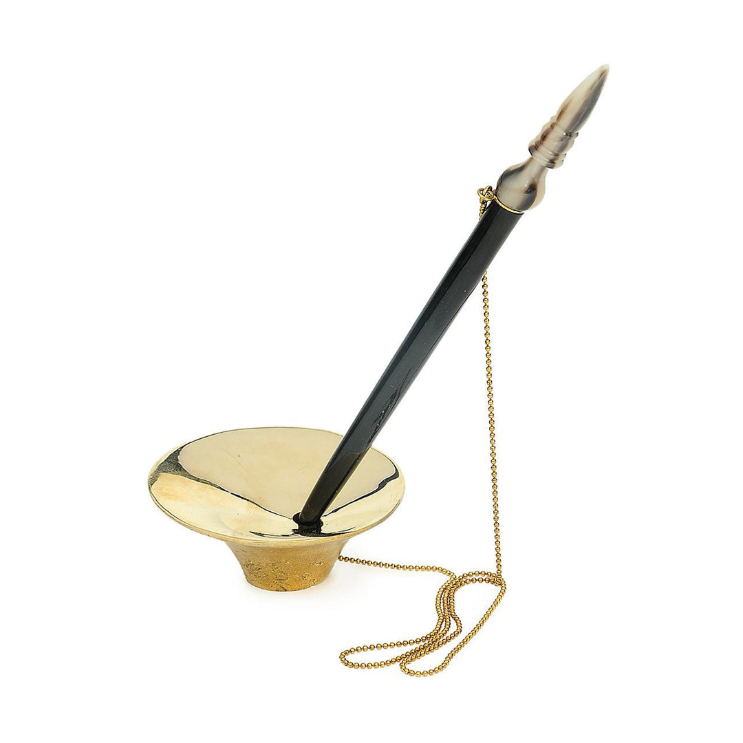 Artistic Babu Moshai Black Pen With Hand Rubbed Cast Brass Stand